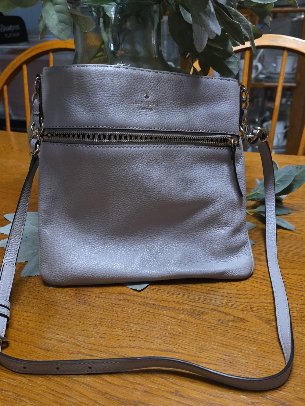 kate spade Pebbled Leather Crossbody Bag in Light Gray